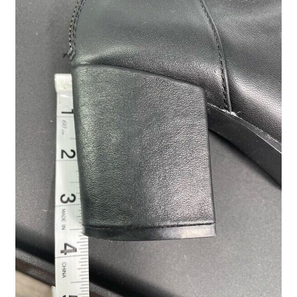 Aqua Dante Boots Black 7.5 Leather Almond Toe Ankle Fashion Fall Block Heel EUC - Picture 7 of 10